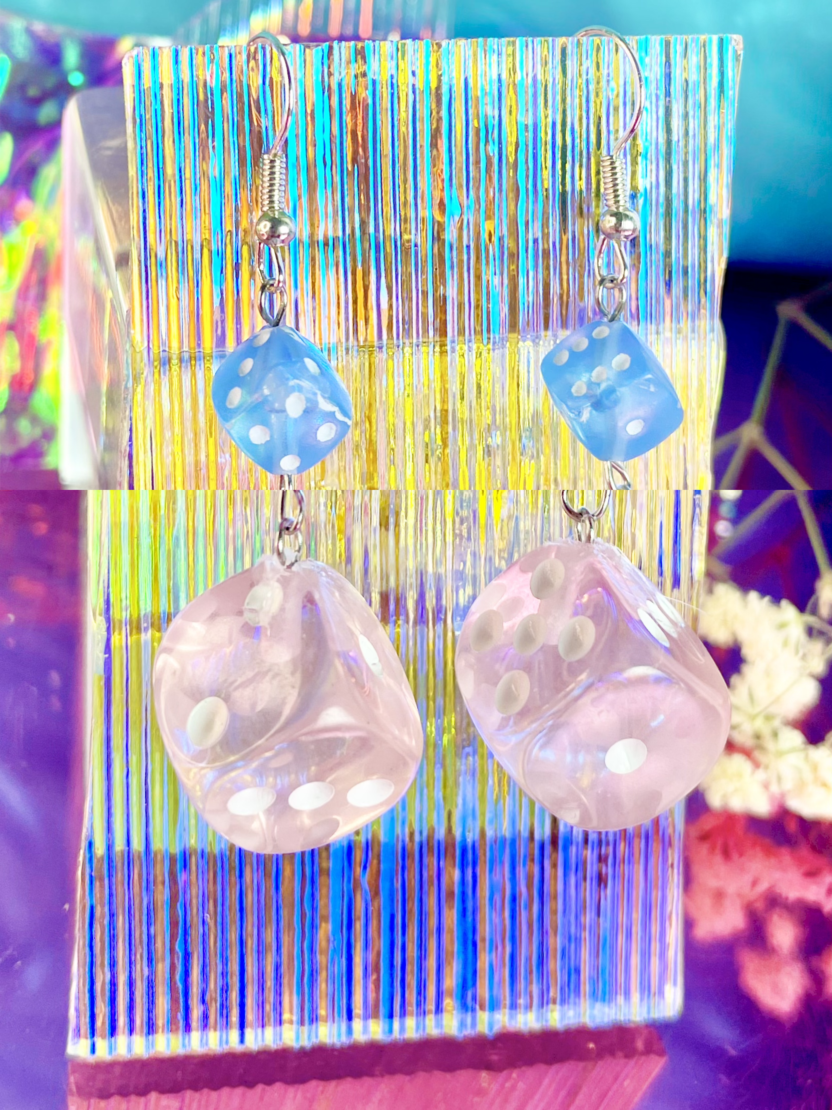 Sugar Pink Dice Earrings