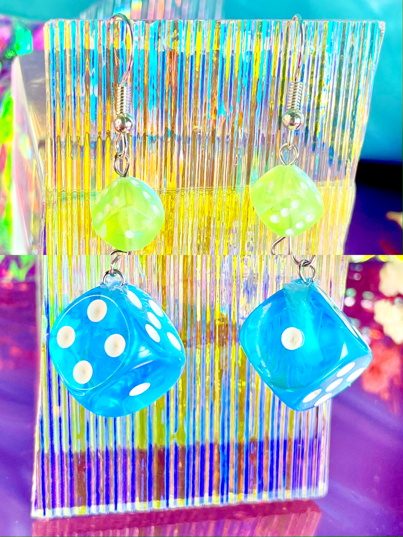 Blue Dice Earrings