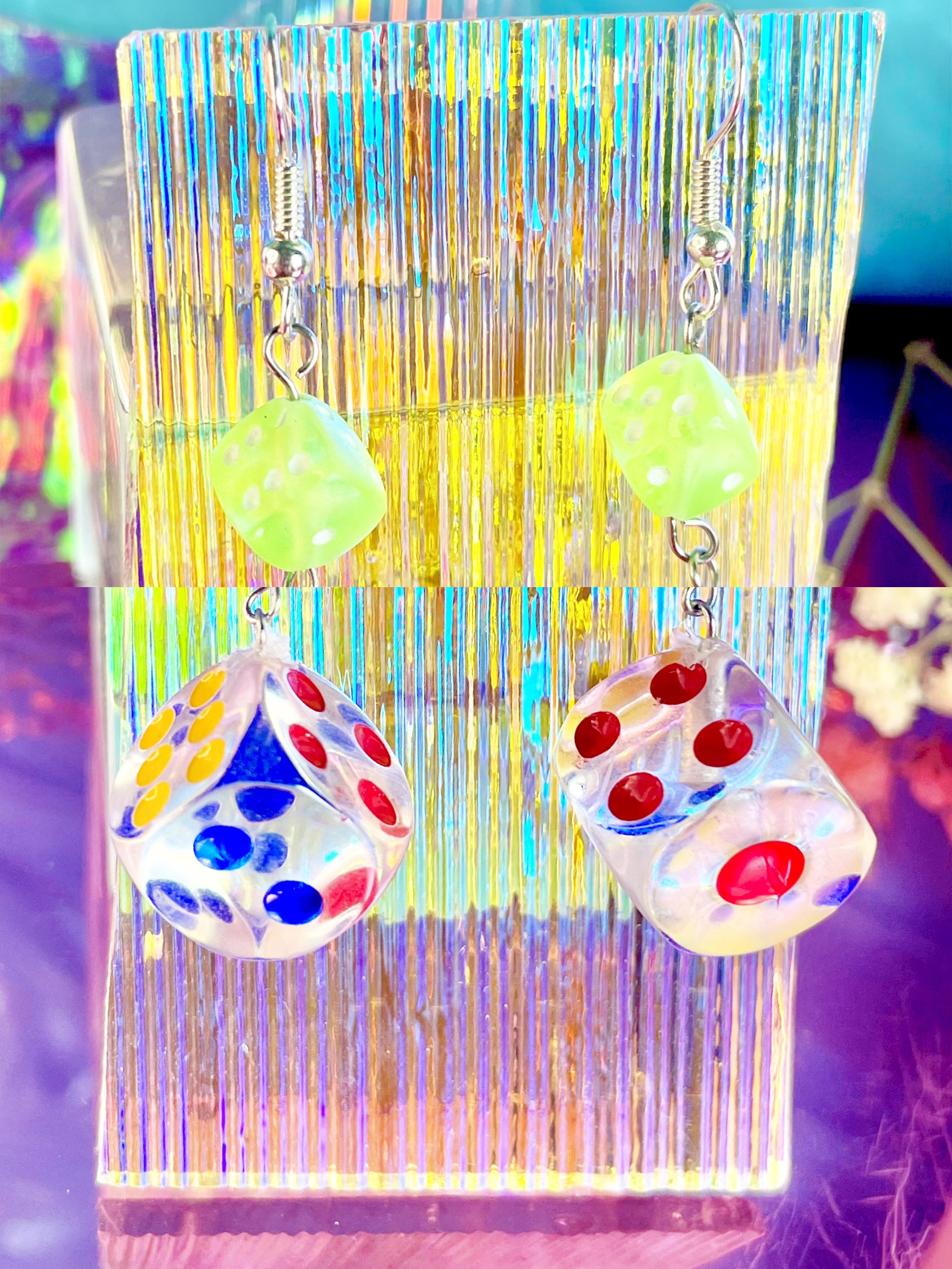 Clear Dice Earrings