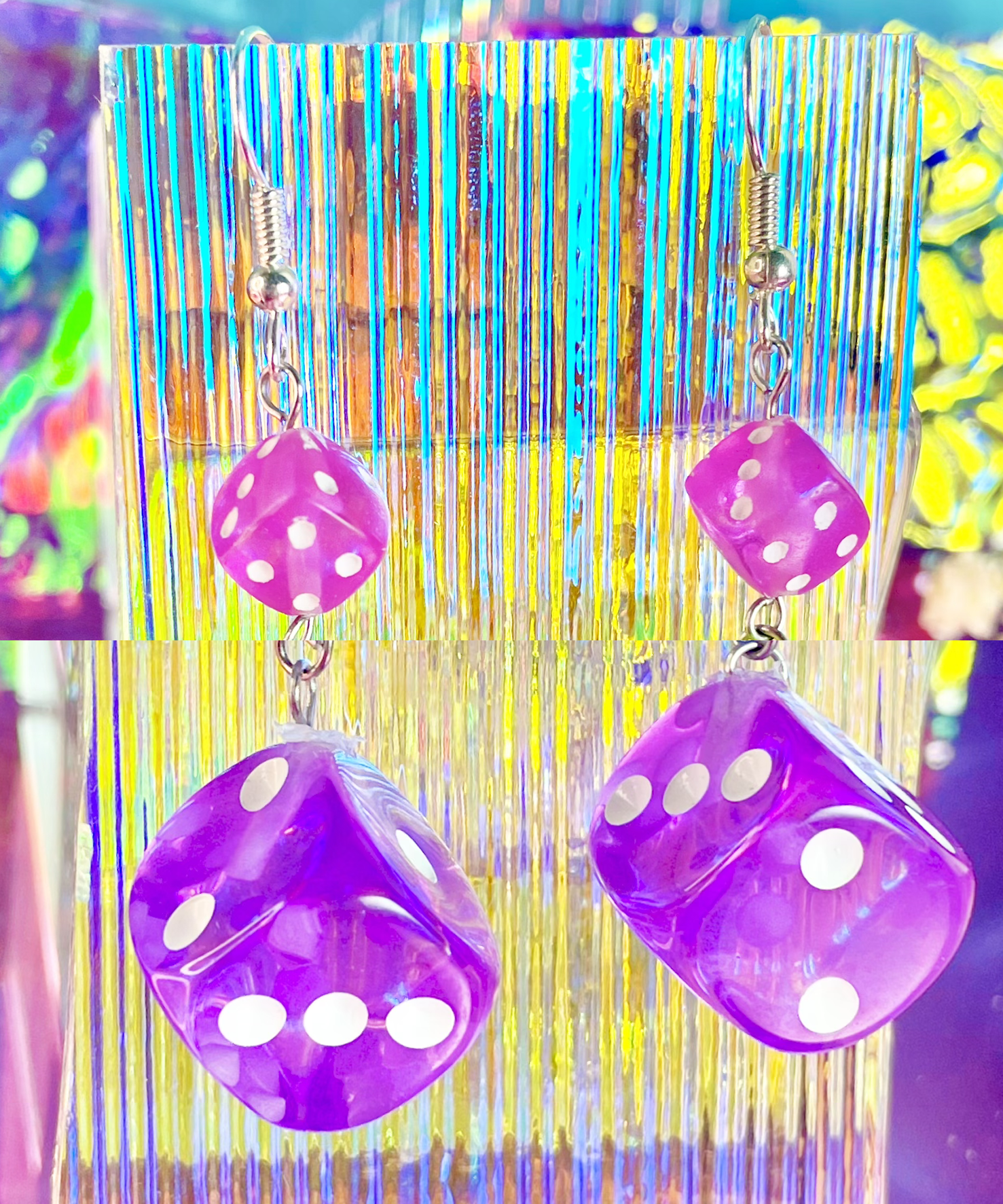 Purple Dice Earrings