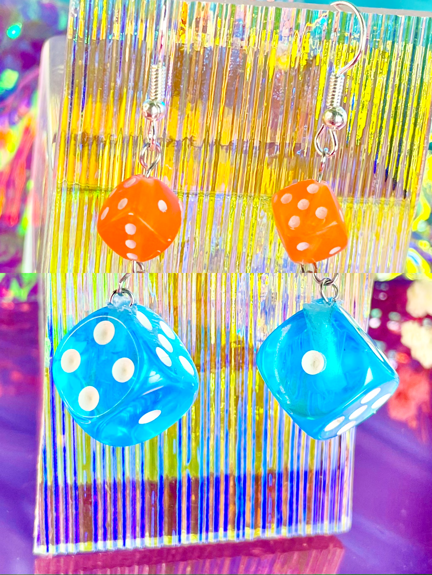 Blue Dice Earrings