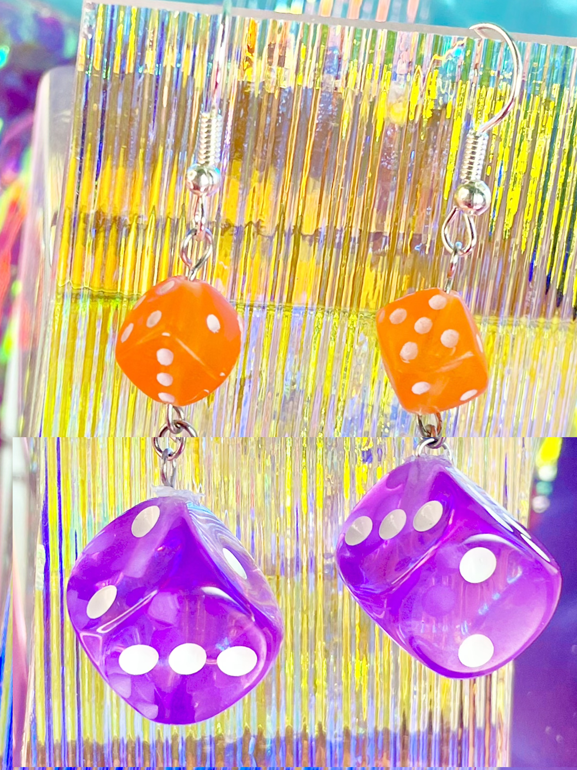 Purple Dice Earrings