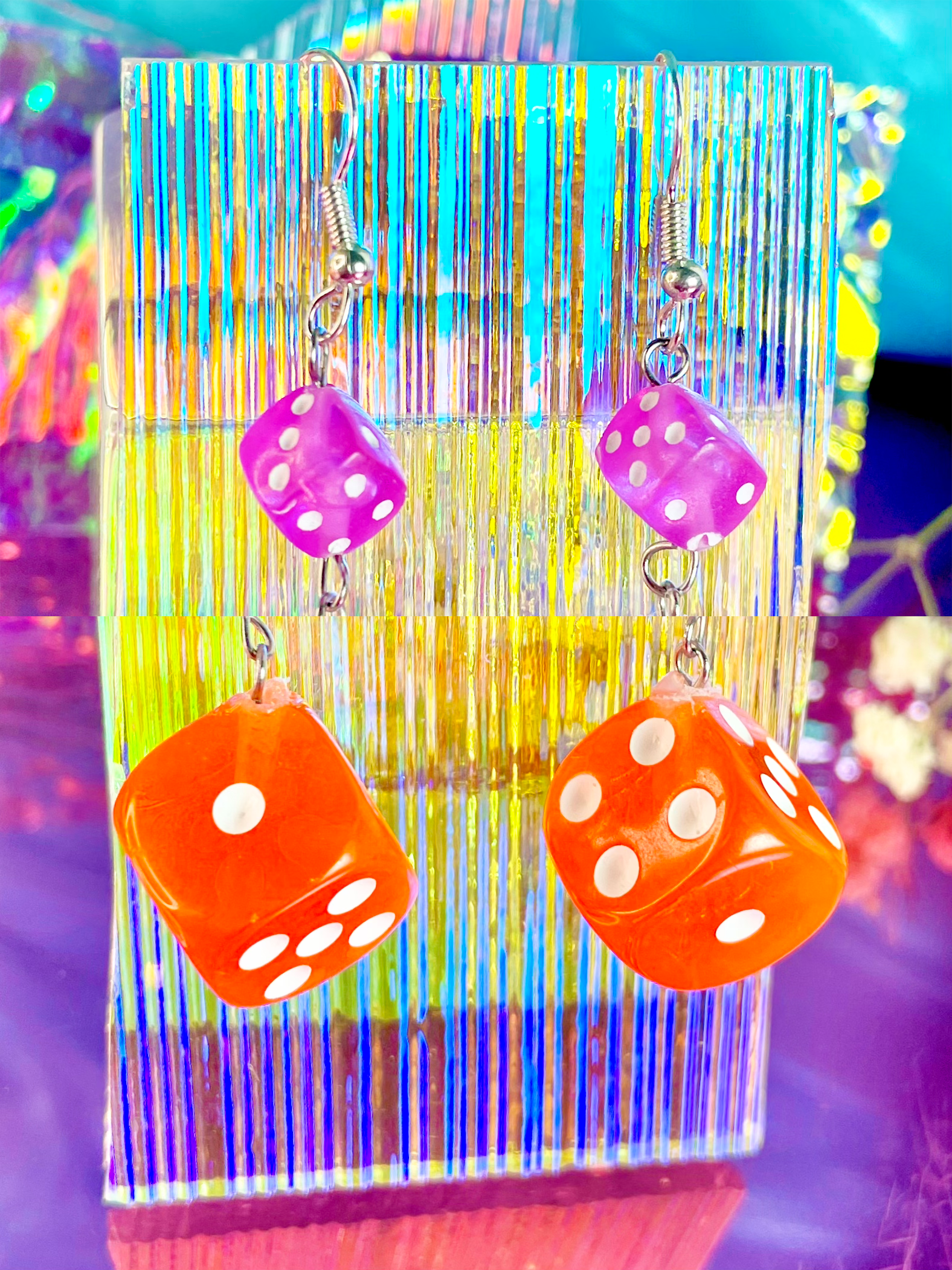 Orange Dice Earrings