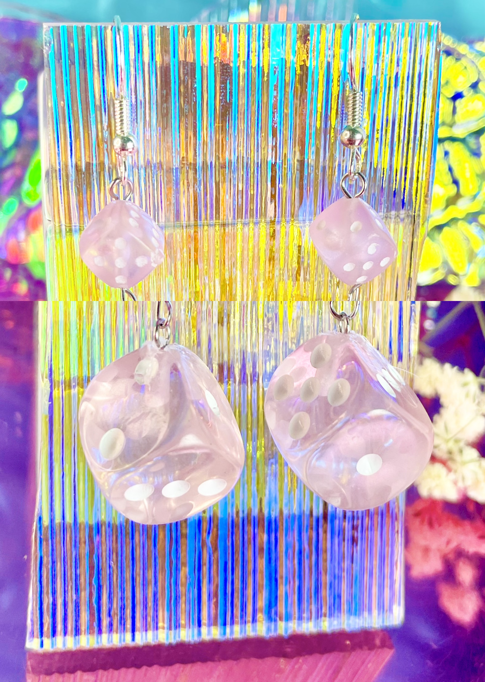 Sugar Pink Dice Earrings