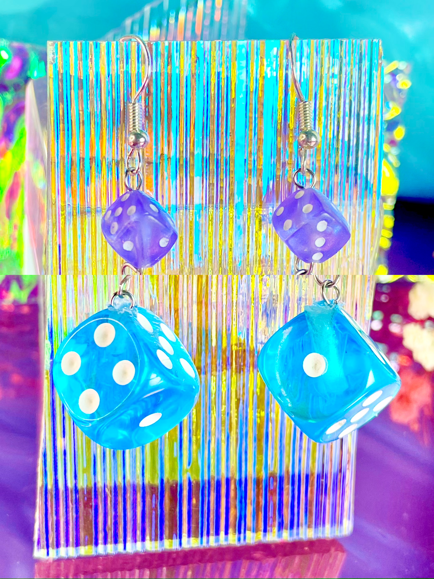 Blue Dice Earrings