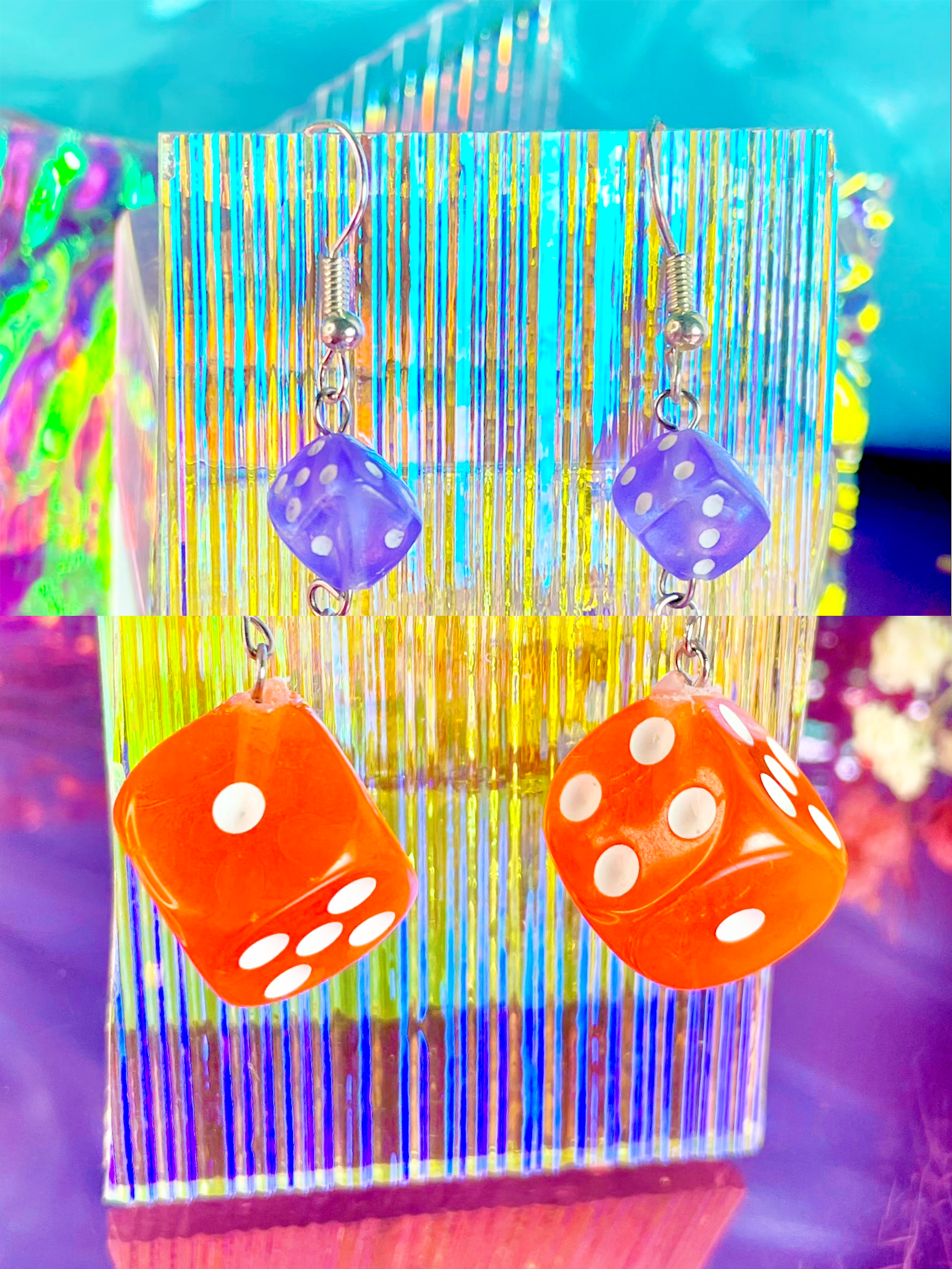 Orange Dice Earrings